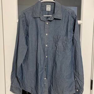 Brooks Brothers Casual Shirt, Blue with Diamond Pattern, Size Large